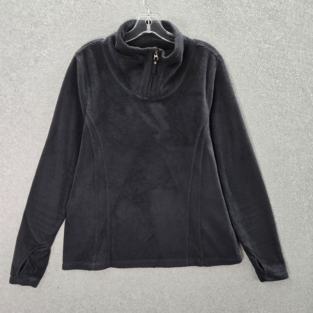 Royal Robbins‎ Women Sweater XL Black Sherpa Mock Neck Pullover